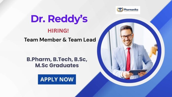 BPharma Job Openings Latest at Dr Reddy's Laboratories