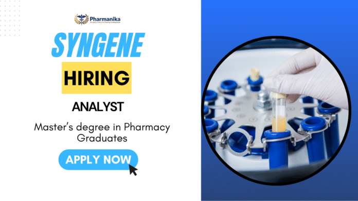 Analytical Job at Syngene M Pharma Graduates Apply Analytical Job at Syngene | M Pharma Graduates Apply