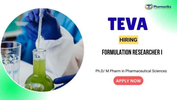 Pharma Jobs in Maharashtra: Teva is Hiring a Formulation Researcher I  | Apply Now for Teva Career