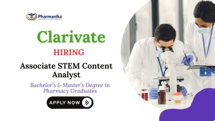Freshers Pharma Chemistry Job at Clarivate Apply Now Freshers Pharma Chemistry Job at Clarivate | Apply Now