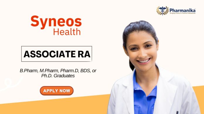 Pharmaceutical Science Job at Syneos Apply Now for the Associate RA Position Pharmaceutical Science Job at Syneos Apply Now for the Associate RA Position