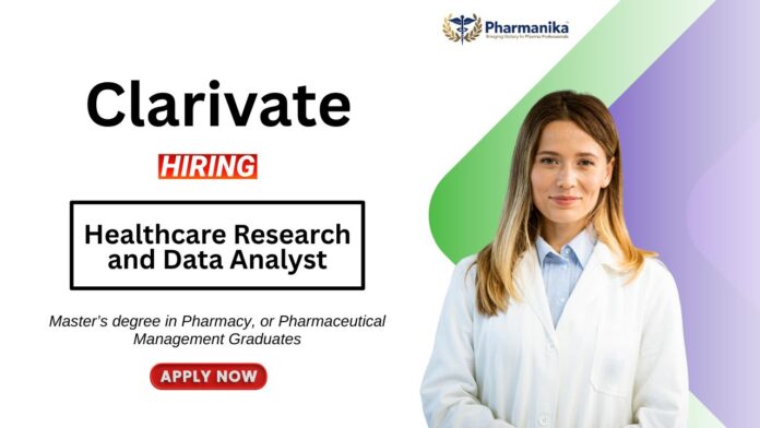 Pharmacy Job at Clarivate Apply Now for the Healthcare Research and Data Analyst Role Pharmacy Job at Clarivate Apply Now for the Healthcare Research and Data Analyst Role