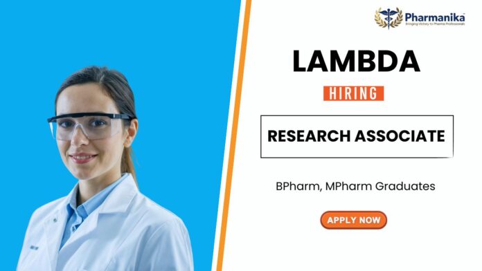 Research Associate Job at Lambda Pharma Graduates Apply Online