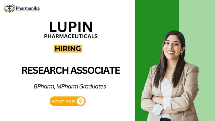 Research Associate Job at Lupin BPharm Freshers Apply Now Research Associate Job at Lupin BPharm Freshers Apply Now