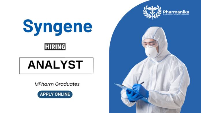 Analyst Job at Syngene MPharm Graduates Apply Online