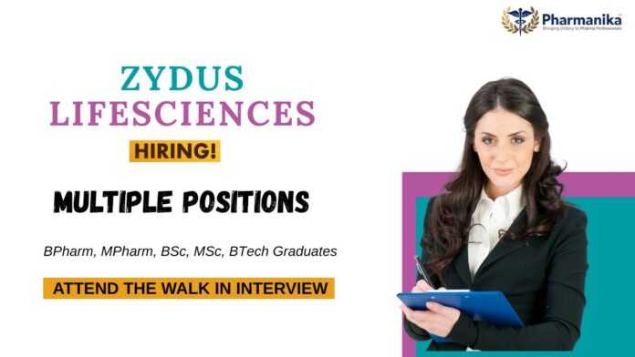 BPharm Job at Zydus Lifesciences Walk-In Interview for Multiple Positions. Quality Control Job