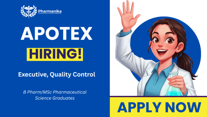 Executive Quality Control Job At Apotex Bangalore , B pharma jobs,Pharmaceutical Science jobs