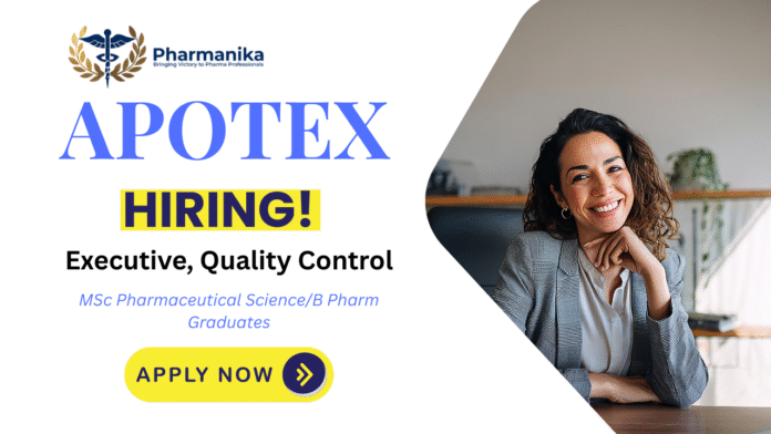 Executive Quality Control Job at Apotex Bangalore ,b pharma jobs,apotex careers