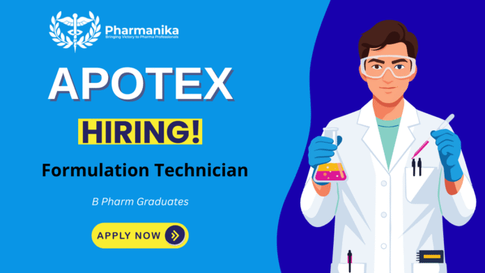 Formulation Technician Job at Apotex Bengaluru ,b pharma jobs,apotex careers