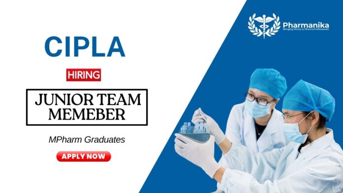 MPharm Job at Cipla Apply Now for the Junior Team Member Role. Quality Control Job