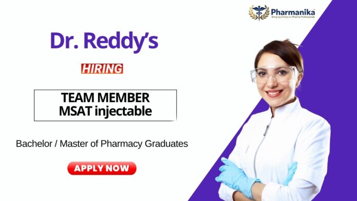 Pharmacy Job at Dr. Reddy's Laboratories Apply Now for the Team Member Role (2)