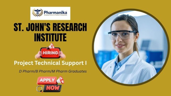 Project Technical Support Job at St. John’s Research Institute,b pharma jobs, M Pharm jobs