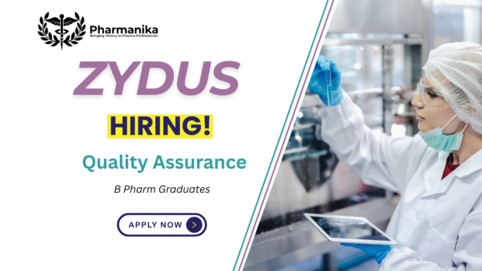 Zydus QA Walk-In Interview for B.Pharm , Walk In Interview, B pharma jobs