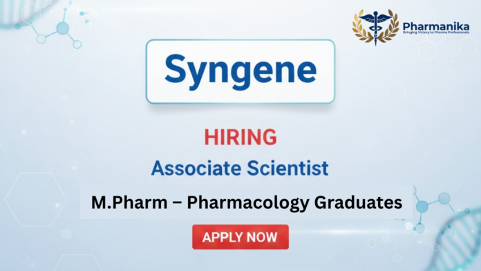 Associate Scientist Job At Syngene Bangalore,M Pharma jobs, Pharmacy jobs
