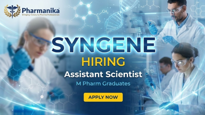 Associate Scientist – GMP Analytical Job At Syngene, M Pharma jobs,Pharmacy jobs