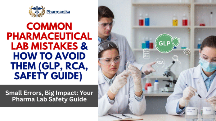 Common Pharmaceutical Lab Mistakes & How to Avoid Them (GLP, RCA, Safety Guide) , Good Laboratory Practice ,root cause analysis , quality improvement, laboratory error