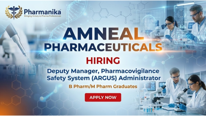 Deputy Manager Pharmacovigilance Job At Amneal Pharmaceuticals ,B pharma jobs,M Pharma jobs