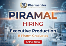 Piramal Hiring Executive – Production | Pharma Apply Now Executive – Production Job At Piramal ,B pharma jobs,Piramal careers