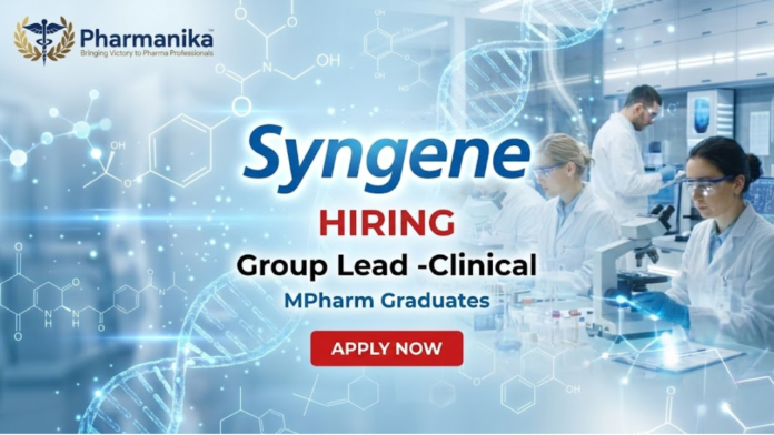 Group Lead – Clinical QA Job At Syngene ,M Pharma jobs, Syngene careers