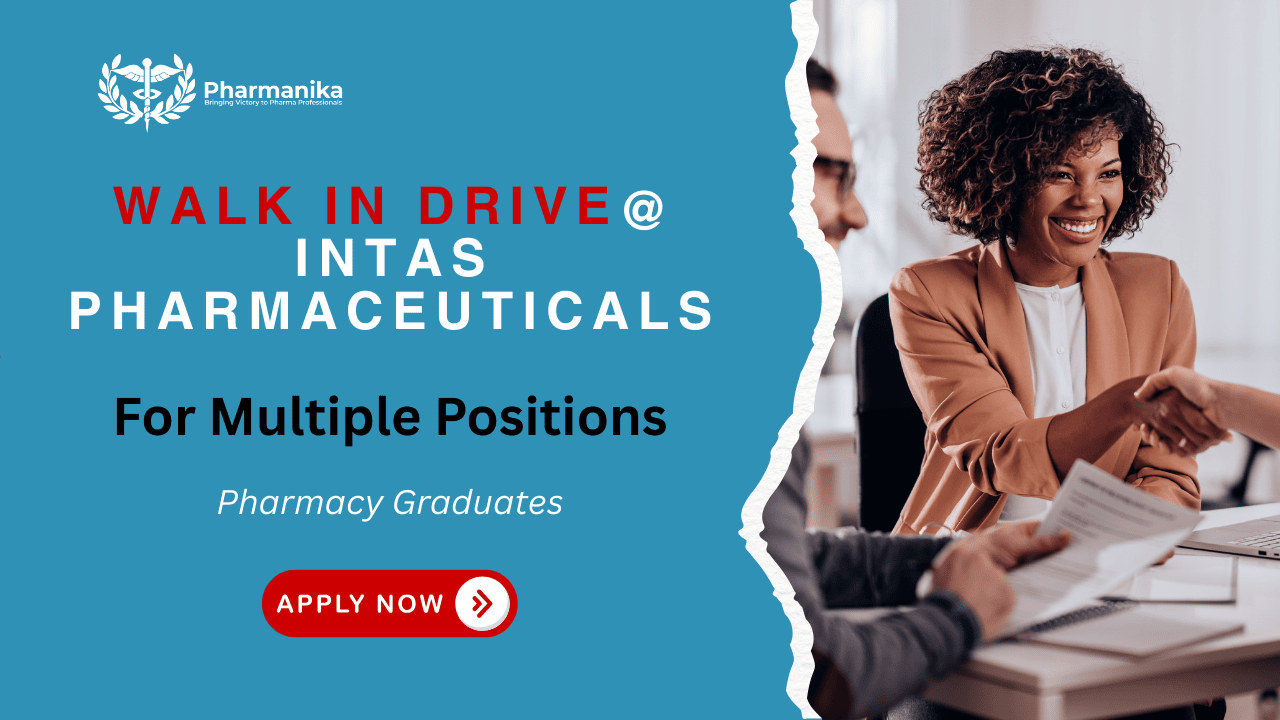 Walk In Drive At Intas Pharmaceuticals Ahmedabad