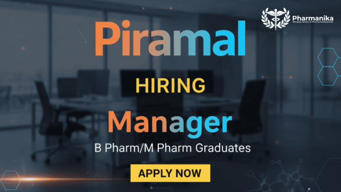 QA Job Manager At Piramal Apply now