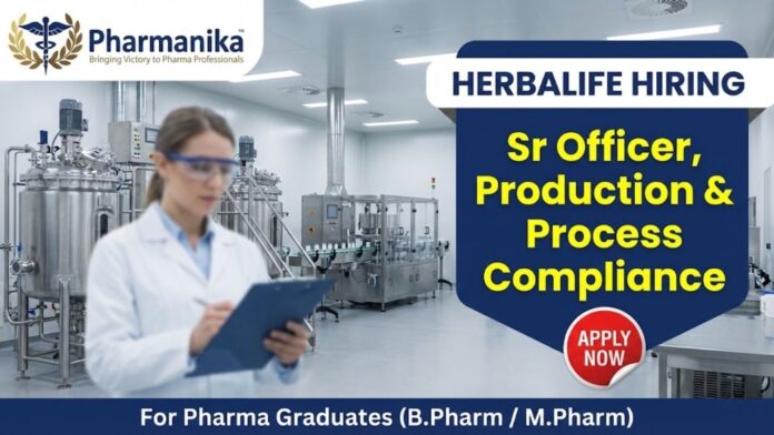 Pharma Jobs in India at Herbalife careers – Production and Process Compliance role