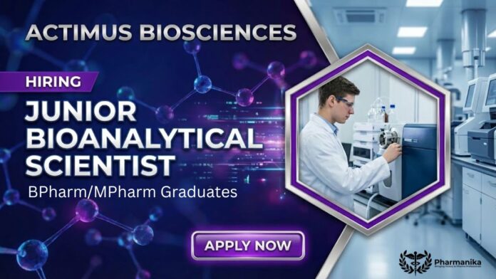 Pharma Job for Freshers | Apply Now for the Junior Bioanalytical Scientist Role