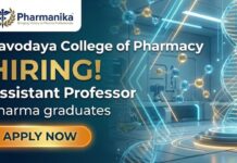 Shape the Future of Pharmacy Education at Navodaya College of Pharmacy Pharmacy faculty jobs and Assistant Professor Pharmacy jobs at Navodaya College of Pharmacy Raichur