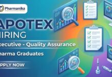 Executive – Quality Assurance Job at Apotex | Pharma QA Careers Quality Assurance Jobs at Apotex Careers – Executive Quality Assurance position in Bangalore pharmaceutical industry