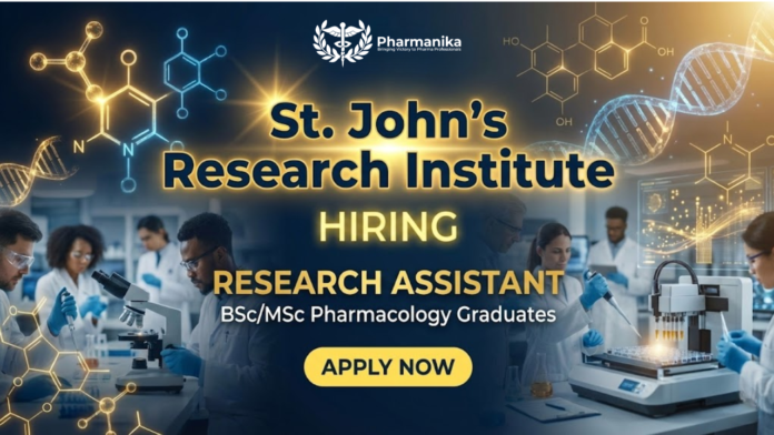 Research Assistant Job At St. John’s Research Institute ,Pharmacology Jobs,Pharmacy Jobs