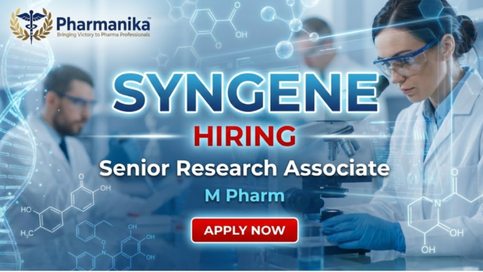 Senior Research Associate Analytical R&D Job at Syngene, M Pharma jobs,Pharmacy jobs