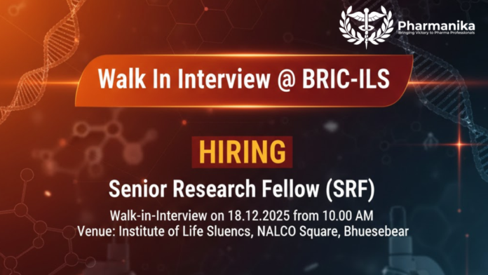 Senior Research Fellow (SRF) Job Role At BRIC- ILS Walk-In Interview 2025 ,M Pharma jobs, Pharmacy jobs