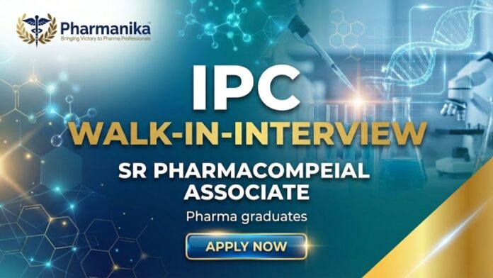Sr Pharmacopoeial Associate role at IPC – Pharma Jobs India and IPC Careers opportunity