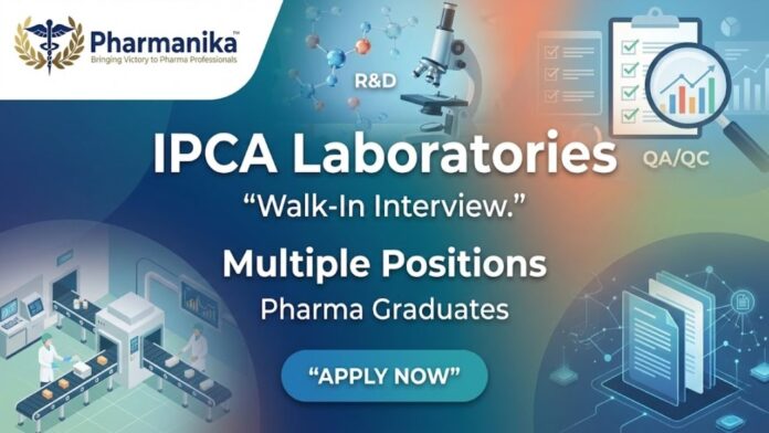 Walk-In Interview at IPCA careers-Pharma Jobs for Qualified Professionals