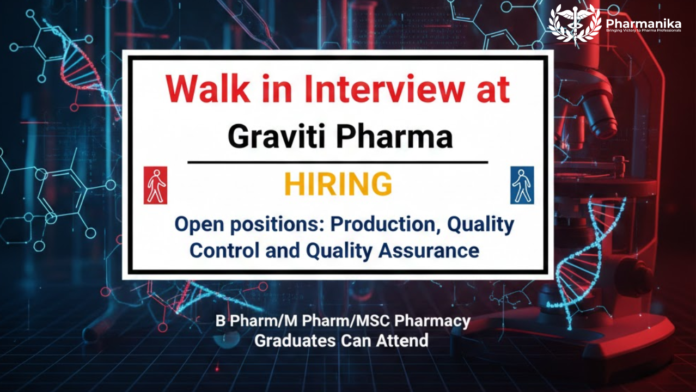 Walk-In Interviews for Pharma Jobs at Graviti Pharma ,B pharma jobs,M Pharma jobs