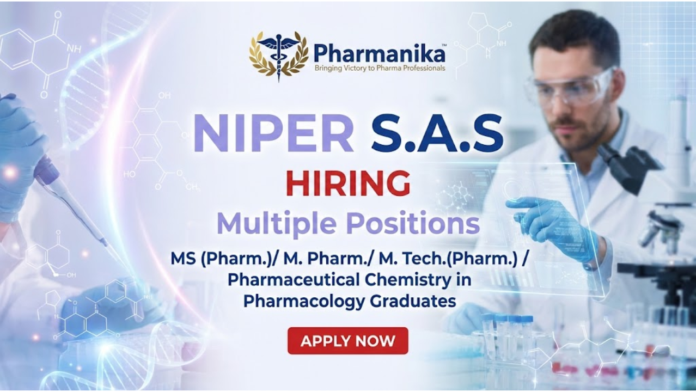 NIPER Mohali Recruitment 2026 For Temporary Positions ,Pharmacy Jobs, Pharmacy Careers