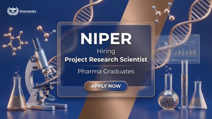 Niper Careers Project Research Scientist-1 job notification at NIPER Hyderabad for Pharma Jobs Hyderabad under ICMR-funded research project