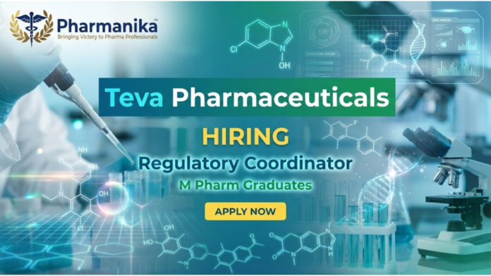 Regulatory Coordinator Job at Teva Pharmaceuticals ,M Pharma jobs, Pharmacy jobs