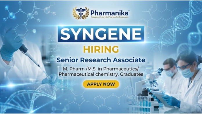 Senior Research Associate Job at Syngene International ,M Pharma jobs, Pharmacy jobs