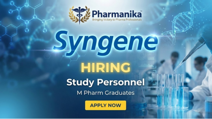 Study Personnel – Bioanalytical Laboratory (GLP) Job At Syngene, Bangalore ,M Pharma jobs, Pharmacy jobs