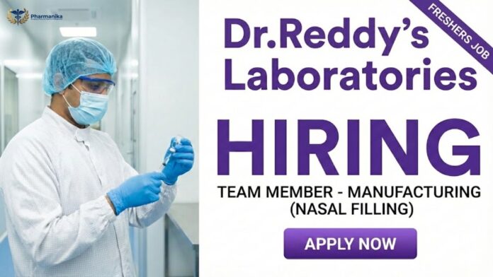 Pharma Job for Freshers at Dr. Reddy’s Laboratories | Apply Now for the Team Member Role