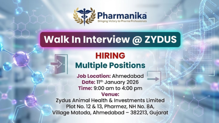Zydus Lifesciences Walk-In Interview 2026 ,B pharma jobs, Pharmacy jobs
