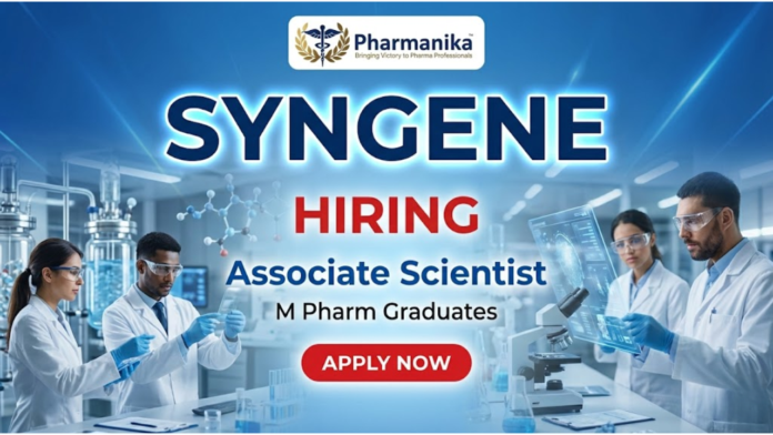 Associate Scientist Job At Syngene Bangalore , M Pharma jobs, Pharma jobs