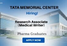Govt TMC Pharma Medical Writer Job With Rs. 60,000 pm Pay – Attend Walk-In Pharma Govt Job Research Associate Job walk-in interview at Homi Bhabha Cancer Hospital 2026