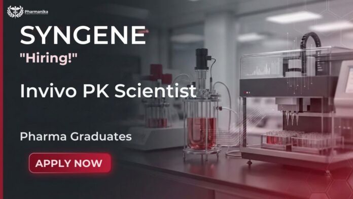 Pharma Job In Vivo PK Scientist Job at Syngene Bengaluru