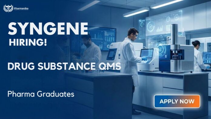 Pharma Job at Syngene Careers – Drug Substance QMS QA Bangalore