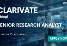 Senior Research Analyst Jobs for Pharma at Clarivate, Apply Now Senior Reseach Analyst job at Clarivate, Apply now for pharma jobs