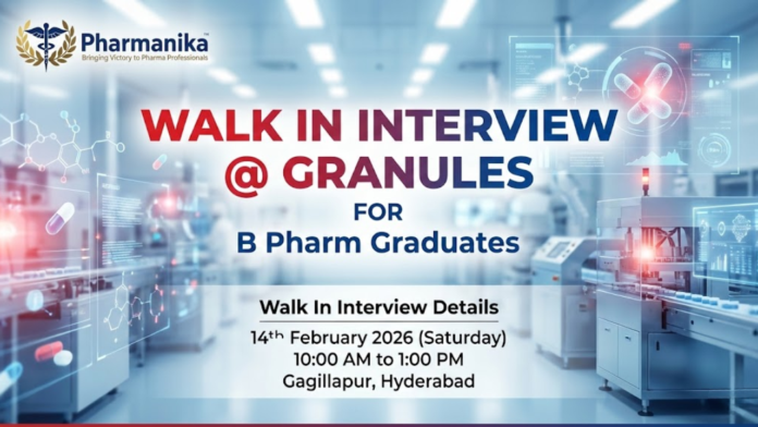 Walk-In Drive At Granules India – Paid Apprenticeship for Freshers, PharmD Jobs, Pharmacy jobs