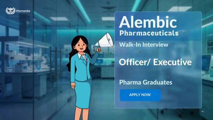 Walk-In Drive at Vapi 2026 under Alembic Careers for Production and Packing roles