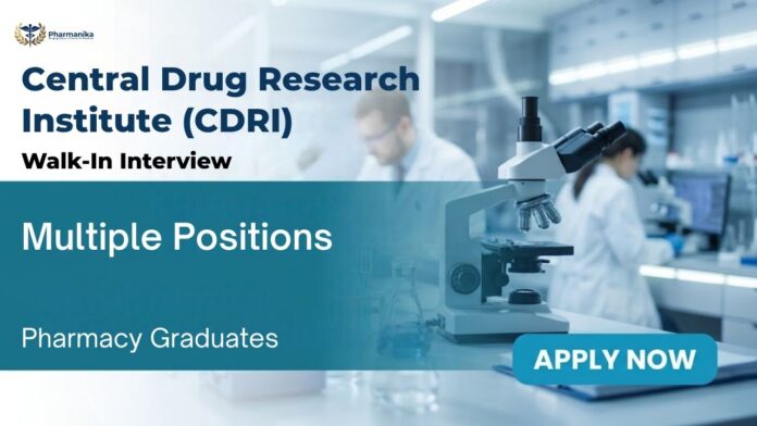 Pharma Govt Job CSIR CDRI Recruitment 2026 for M.Pharm candidates walk-in interview